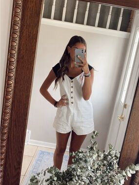 Elegant White Button-Down Women's Romper